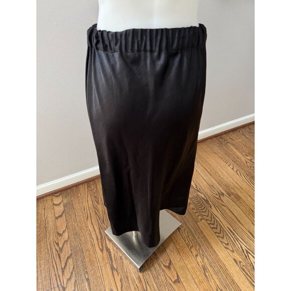 THEORY Easy Pull On Midi Skirt in Double Sateen Black Size Small - Picture 7 of 10